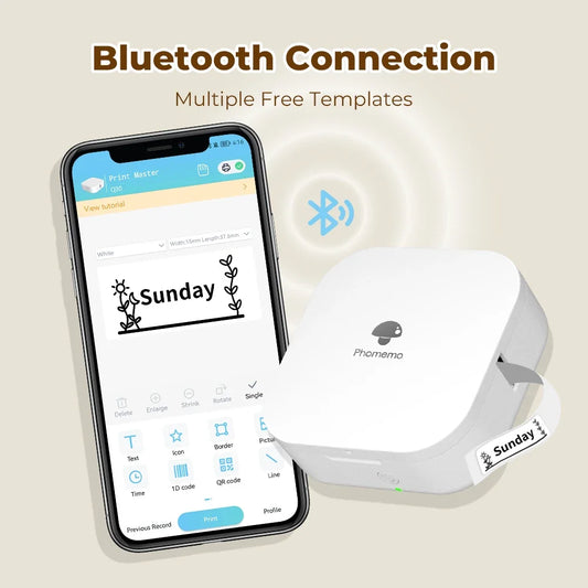 [New] Phomemo Q30 Portable Mini Wireless Bluetooth Label Maker with Label Printer Tape Included Various Templates Black