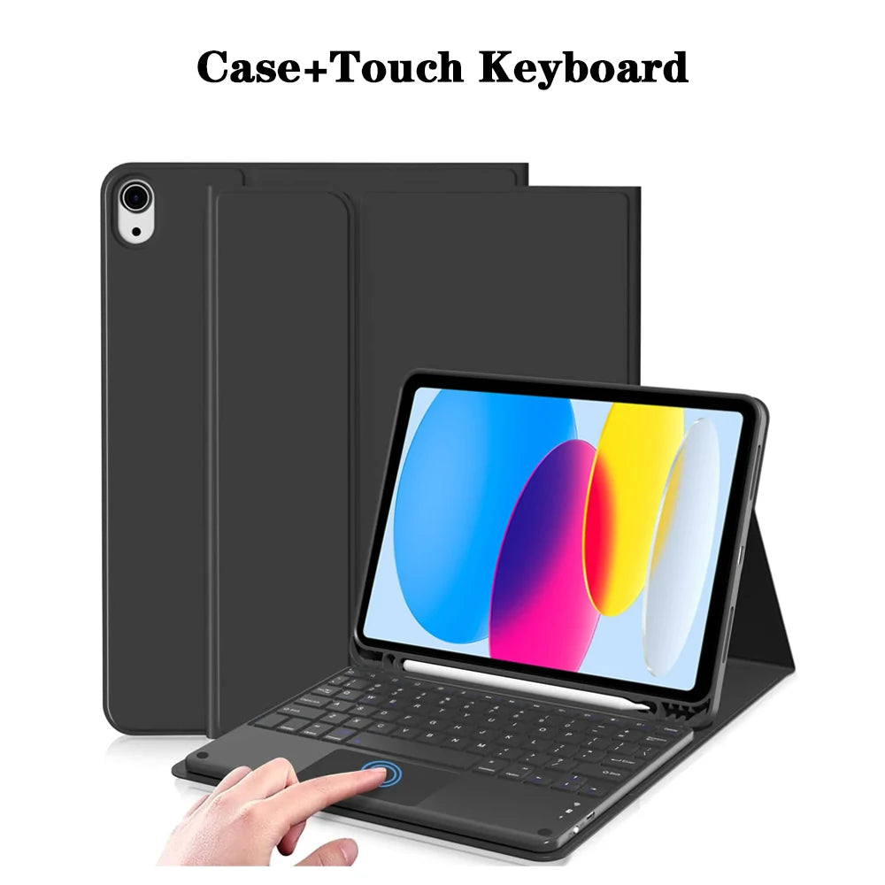 Capa de teclado para iPad (A16) 11a/10a geração, teclado sem fio removível, capa de teclado folio com suporte para lápis