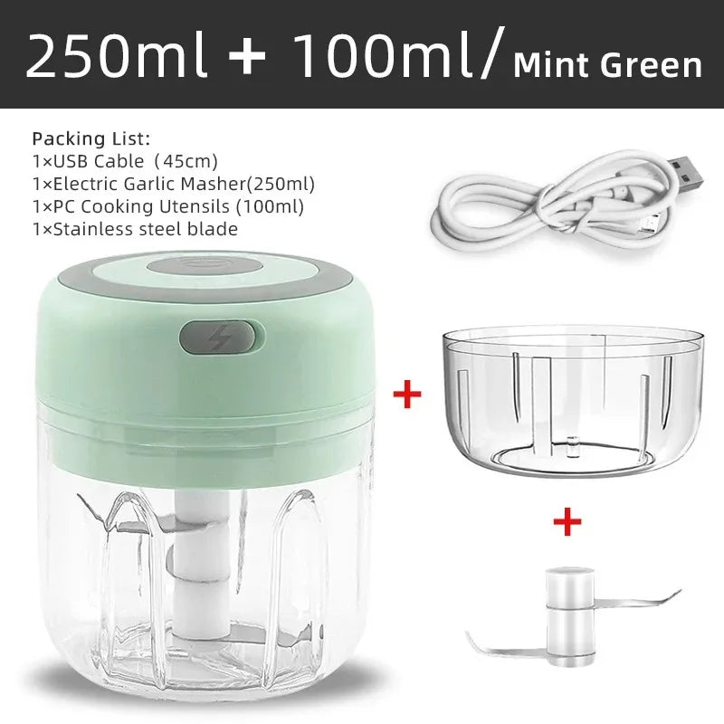 100ml/250ml picador de carne elétrico alho chopper girar imprensa alho triturador vegetal cebola cortador cozinha cozinhar acessórios