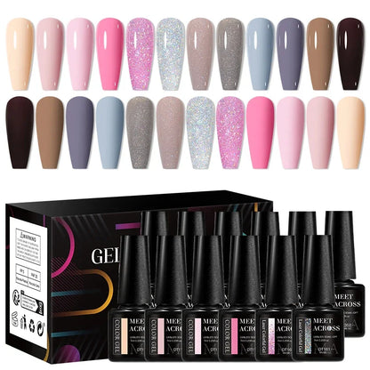 Conjunto de 12 Esmaltes em Gel HEMA TPO FREE, Cores Coloridas de Verão, Longa Duração, Semi-Permanente, Removível, Verniz em Gel UV, Suprimentos para Unhas DIY