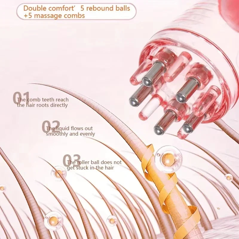 Conjunto de 3 Peças para Aplicação de Óleo Capilar: Frasco de Sérum para Crescimento de Cabelo, Escova de Shampoo e Pente Massageador de Couro Cabeludo – Ferramentas para Cuidado Capilar