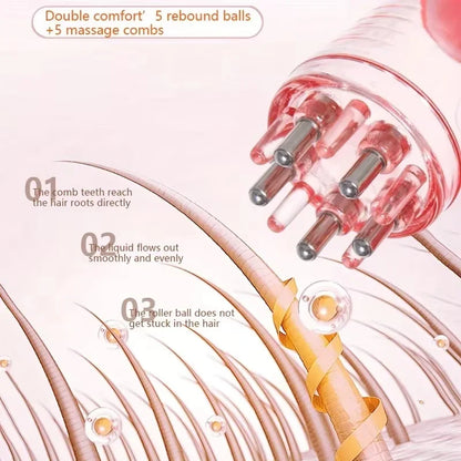 Conjunto de 3 Peças para Aplicação de Óleo Capilar: Frasco de Sérum para Crescimento de Cabelo, Escova de Shampoo e Pente Massageador de Couro Cabeludo – Ferramentas para Cuidado Capilar