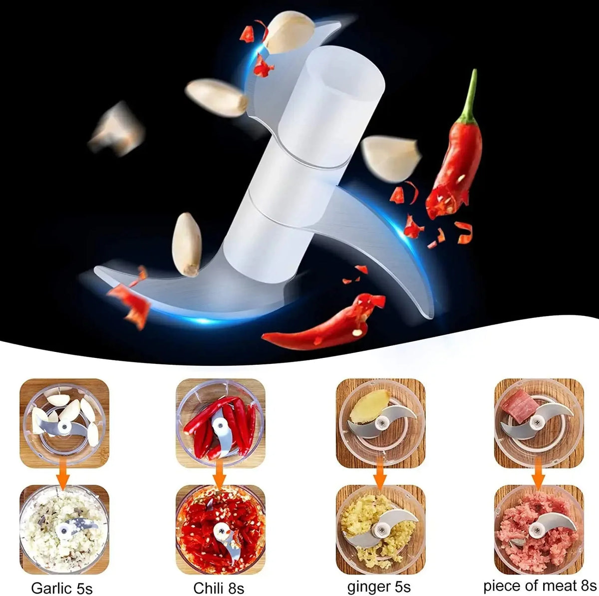 100ml/250ml picador de carne elétrico alho chopper girar imprensa alho triturador vegetal cebola cortador cozinha cozinhar acessórios
