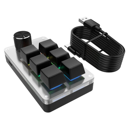 Teclado personalizado com fio rgb, 6 teclas, 1 botão, programação, macro, teclado para jogos, copiar colar, teclado mecânico ps, troca quente, teclado macro