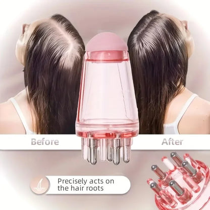 Conjunto de 3 Peças para Aplicação de Óleo Capilar: Frasco de Sérum para Crescimento de Cabelo, Escova de Shampoo e Pente Massageador de Couro Cabeludo – Ferramentas para Cuidado Capilar