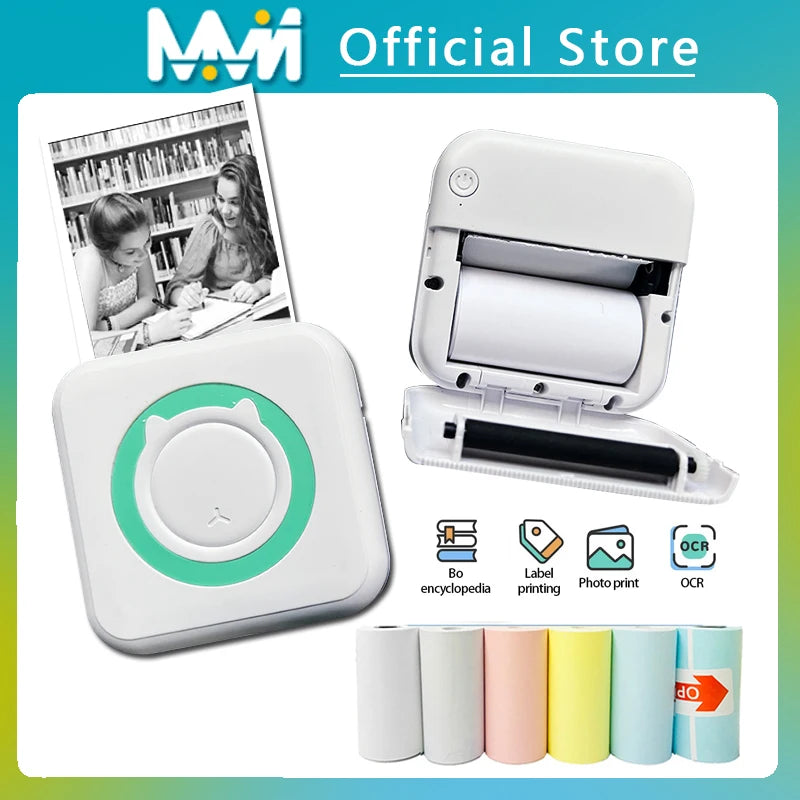 Mini impressora térmica portátil sem fio bt 203dpi etiqueta fotográfica memo pergunta errada impressão com cabo usb impresora portátil