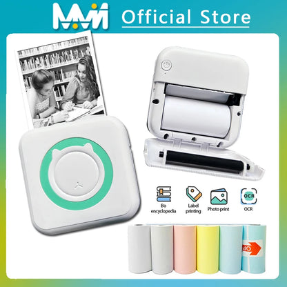 Mini impressora térmica portátil sem fio bt 203dpi etiqueta fotográfica memo pergunta errada impressão com cabo usb impresora portátil