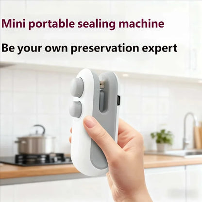 Selador Térmico Portátil Mini USB Recarregável – Selador de Sacos para Armazenamento de Alimentos Plásticos e Sacos com Fecho para Lanches