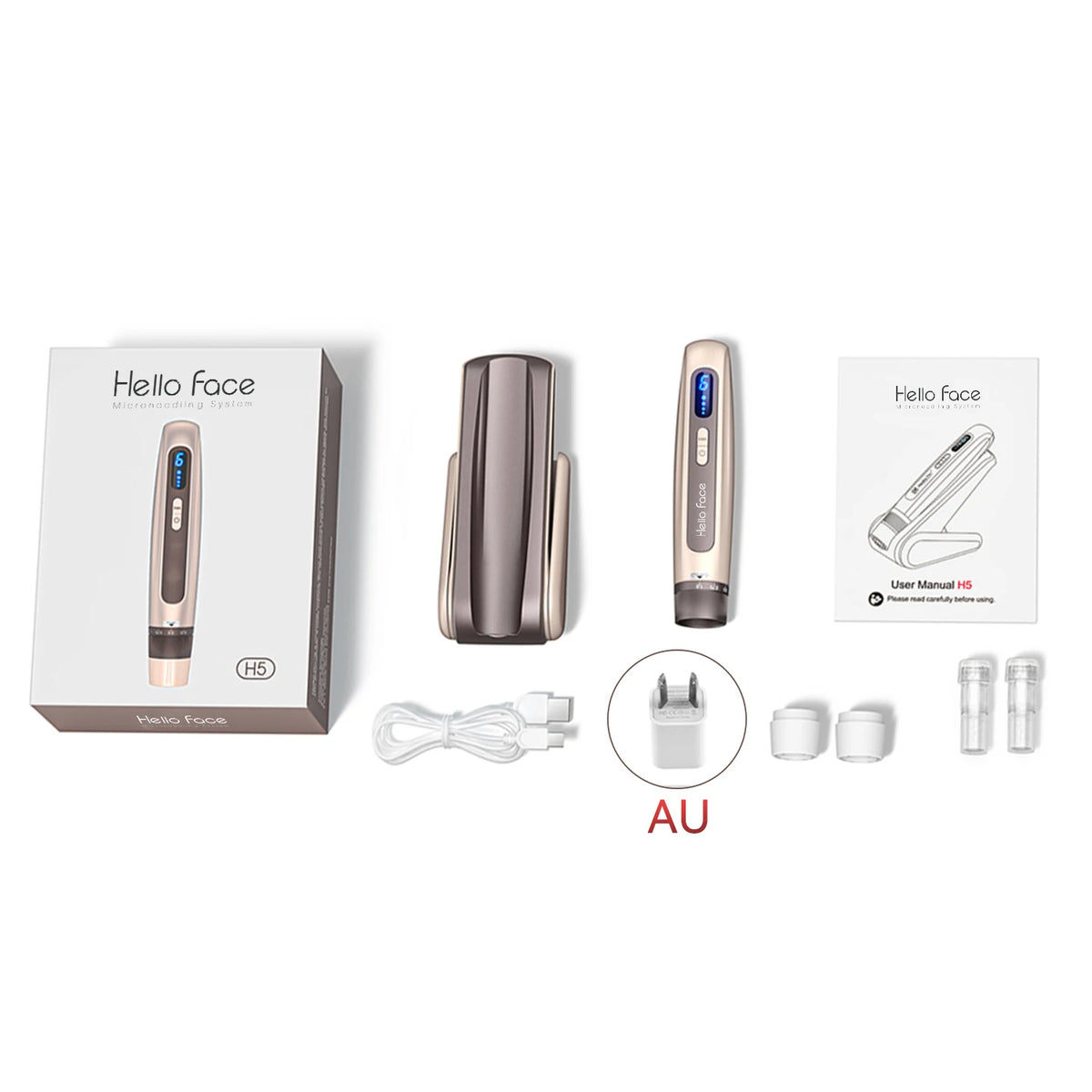 Caneta Derma Pen Original Profissional Hello Face H5 2 em 1 EMS com microagulhamento automático e comprimento de agulha de 0,25 mm