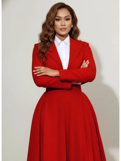 Freeacy 2026 novo feminino sólido vermelho recortado blazer notch lapela mangas compridas cardigan jaqueta terno formal jaqueta outerwears