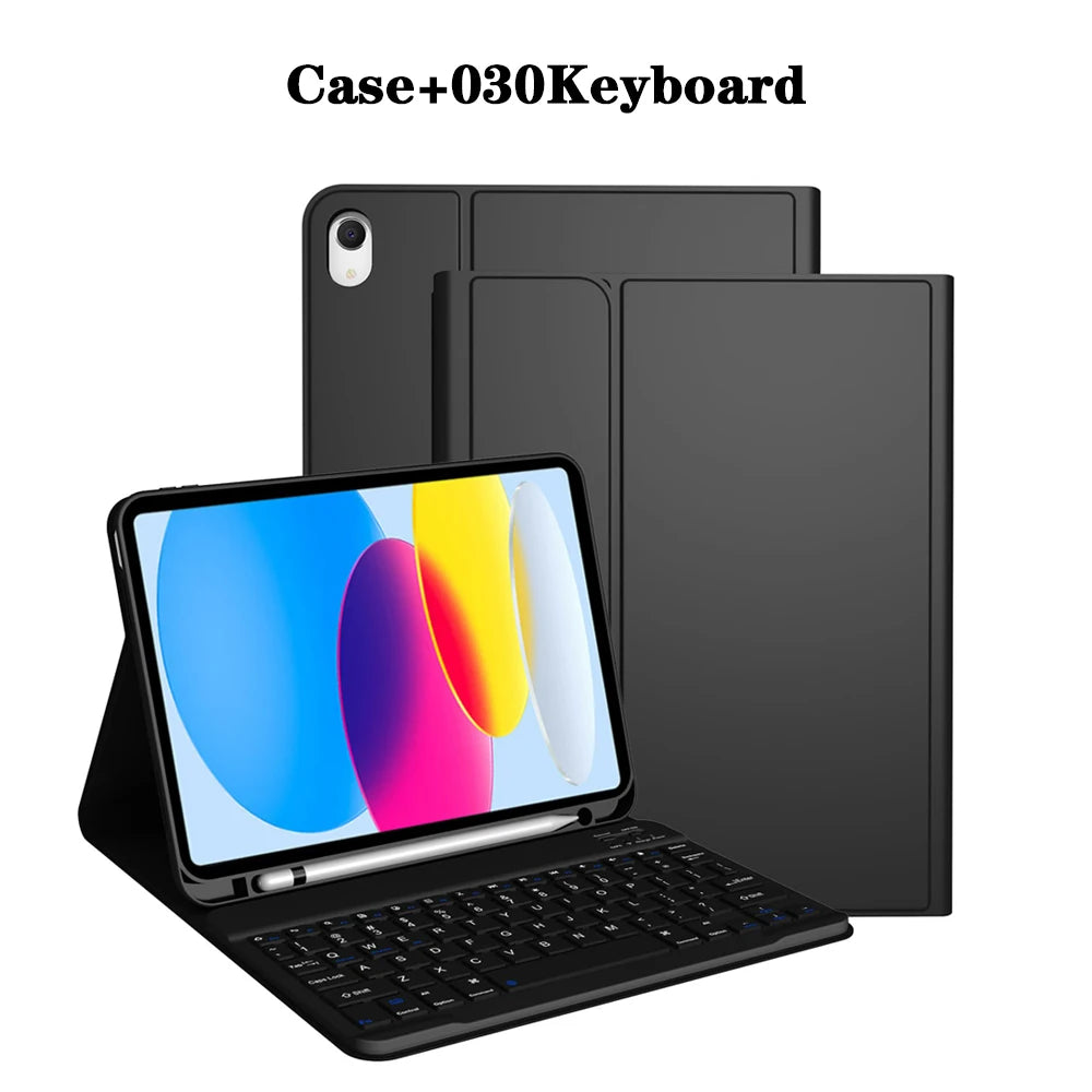 Capa de teclado para iPad (A16) 11a/10a geração, teclado sem fio removível, capa de teclado folio com suporte para lápis