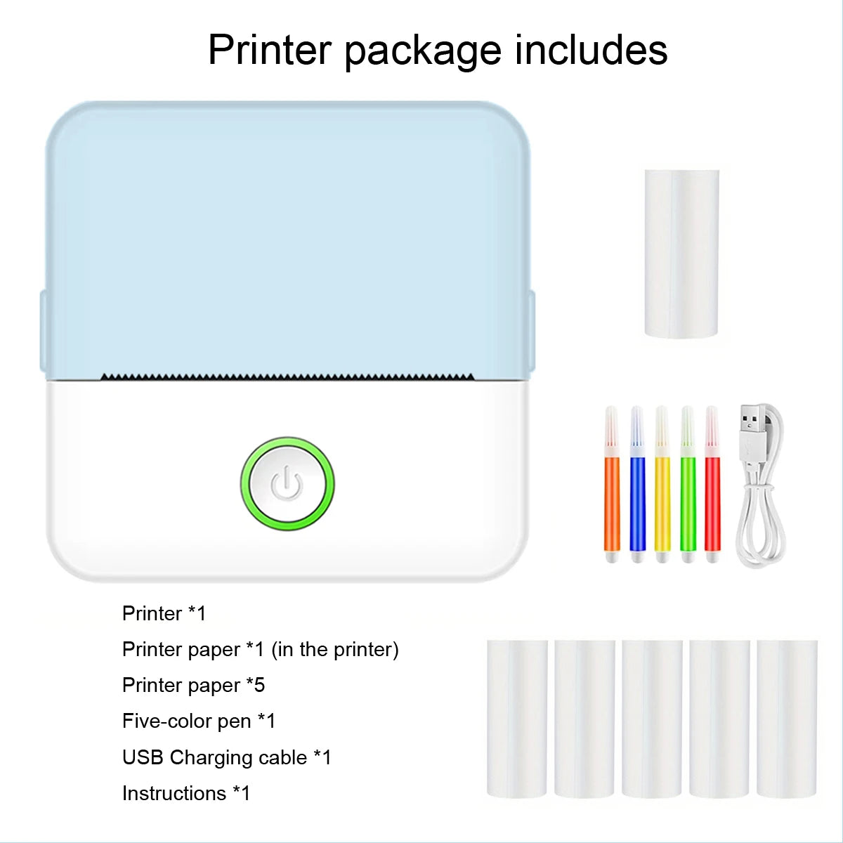 Mini sticker printer, smart Bluetooth pocket inkless thermal printer, portable receipt printer for photo journal notes