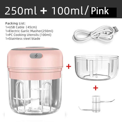 100ml/250ml picador de carne elétrico alho chopper girar imprensa alho triturador vegetal cebola cortador cozinha cozinhar acessórios