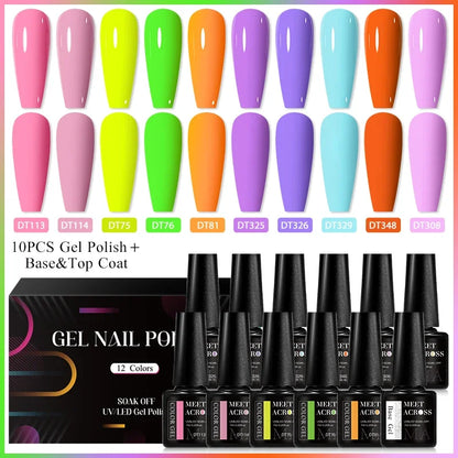 Conjunto de 12 Esmaltes em Gel HEMA TPO FREE, Cores Coloridas de Verão, Longa Duração, Semi-Permanente, Removível, Verniz em Gel UV, Suprimentos para Unhas DIY