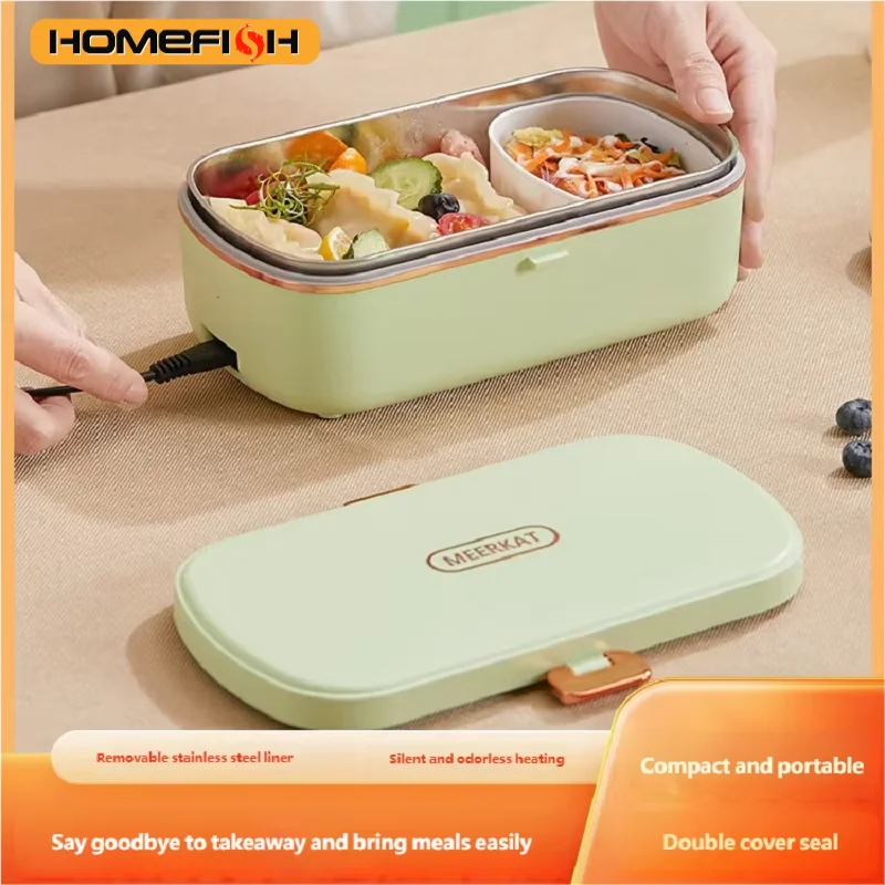 Homefish lancheira elétrica de aço inoxidável, aquecedor de alimentos, bento, aquecimento sem água, recipiente de almoço de escritório com aquecedor embutido