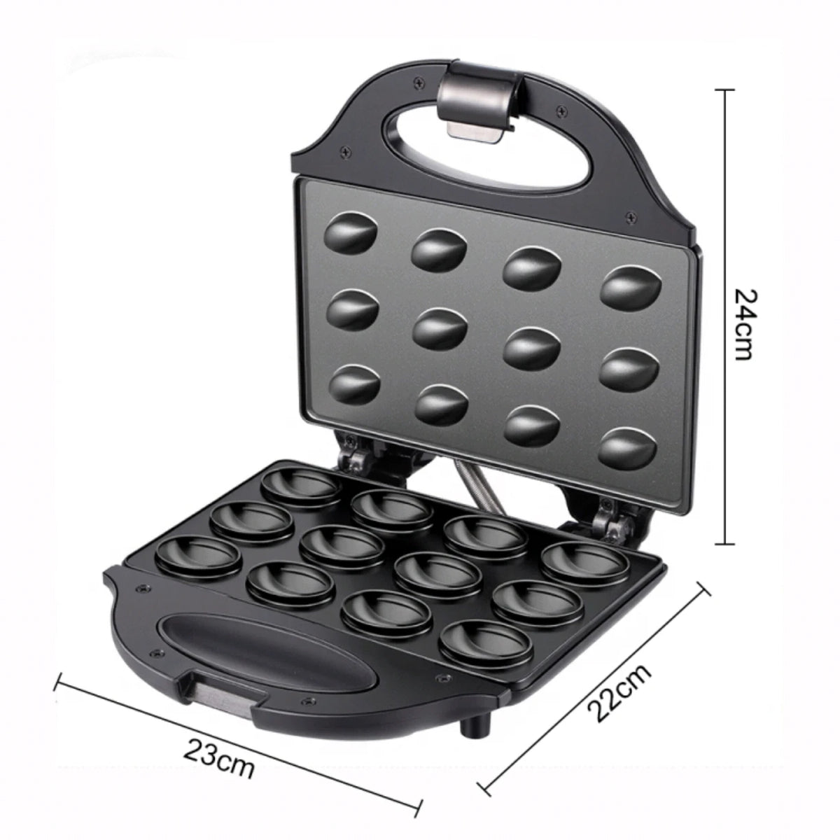 Máquina de Waffle Elétrica com 12 Cavidades para Bolos de Nozes, Fabricante de Biscoitos para Negócios de Confeitaria - Superfície Antiaderente
