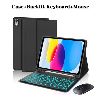 Capa de teclado para iPad (A16) 11a/10a geração, teclado sem fio removível, capa de teclado folio com suporte para lápis