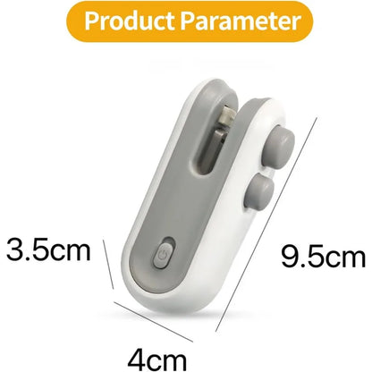 Selador Térmico Portátil Mini USB Recarregável – Selador de Sacos para Armazenamento de Alimentos Plásticos e Sacos com Fecho para Lanches