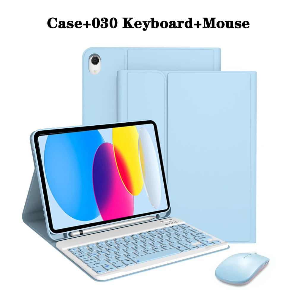 Capa de teclado para iPad (A16) 11a/10a geração, teclado sem fio removível, capa de teclado folio com suporte para lápis