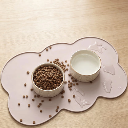 Tapete de Alimentação para Cães e Gatos, Tapete de Silicone Fino e Impermeável para Comida de Gato com Borda Elevada, Tapete para Tigela de Gato