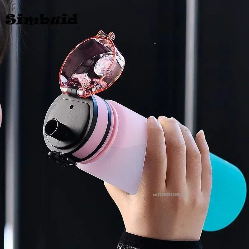Leak Proof Sports Water Bottle, Copo de plástico colorido, Beber para viagens ao ar livre, Ginásio portátil Fitness Jugs, 500ml 650ml 1000ml