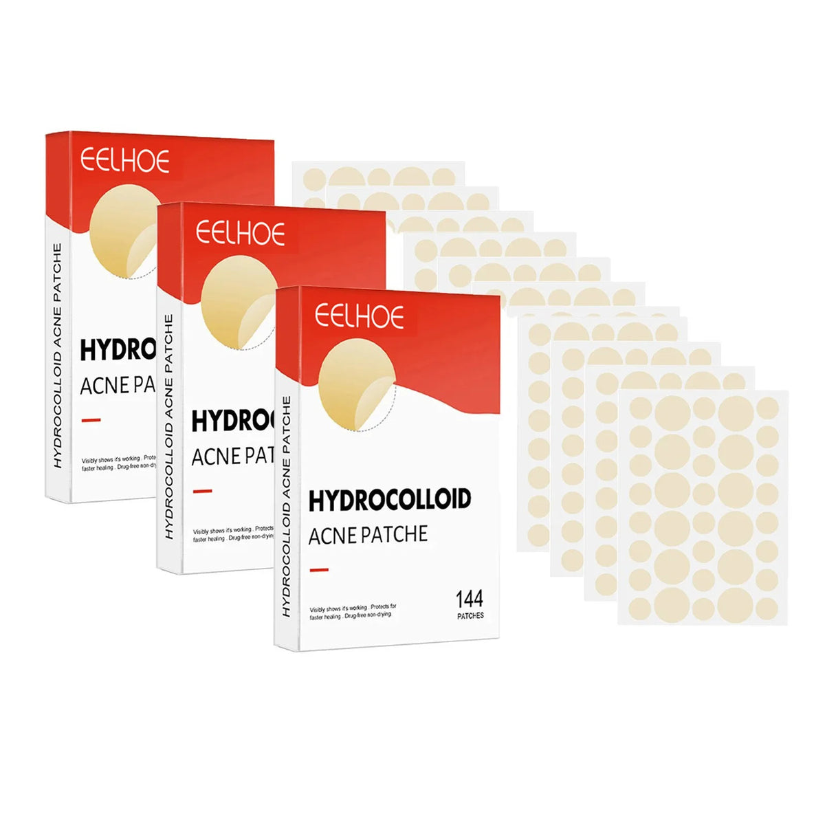 144 Adesivos Invisíveis para Acne Facial, Adesivos Anti-inflamatórios para Cuidados com a Pele, Adesivos Absorventes para Cobrir Acne
