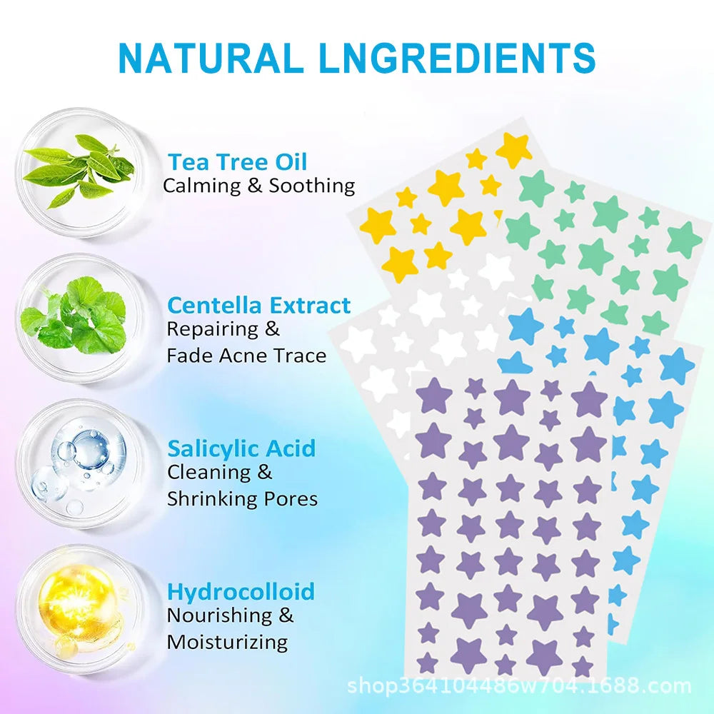 1400 peças remendos de acne estrela multicoloridos, remendos de espinhas, remendos de acne facial, remendos de acne corretivos, ultrafinos