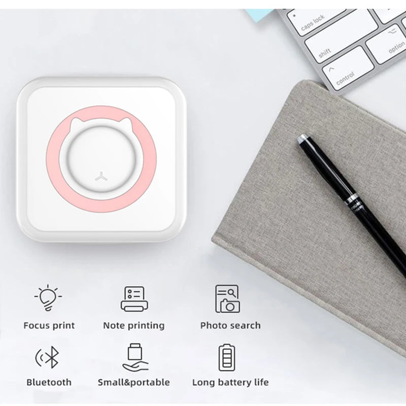 Mini impressora térmica portátil sem fio bt 203dpi etiqueta fotográfica memo pergunta errada impressão com cabo usb impresora portátil