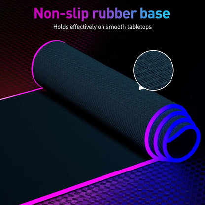 Mouse pad para jogos RGB, tapete de mouse grande de 31,5 x 11,8 polegadas com 14 modos de luz, base de borracha antiderrapante, teclado grande para PC