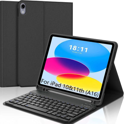 Capa de teclado para iPad (A16) 11a/10a geração, teclado sem fio removível, capa de teclado folio com suporte para lápis