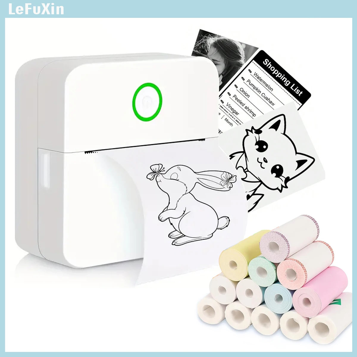 Mini sticker printer, smart Bluetooth pocket inkless thermal printer, portable receipt printer for photo journal notes
