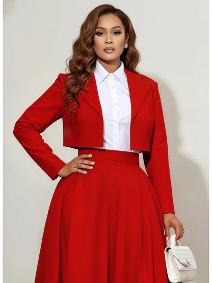 Freeacy 2026 novo feminino sólido vermelho recortado blazer notch lapela mangas compridas cardigan jaqueta terno formal jaqueta outerwears
