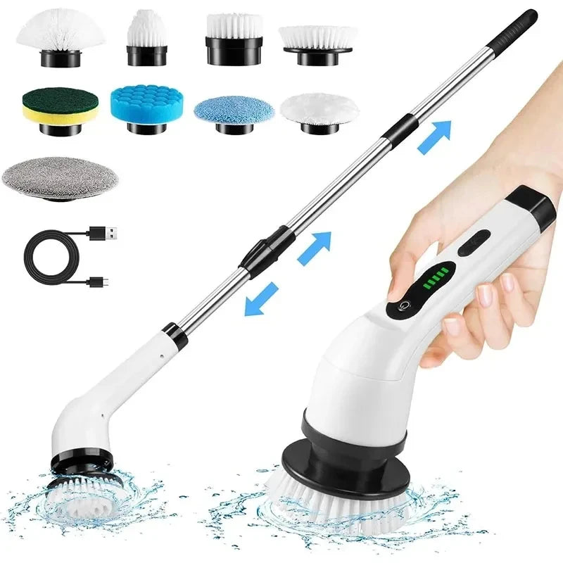 Escova de limpeza elétrica multifuncional, esfregão elétrico sem fio, esfregão para banheiro, ferramenta de limpeza portátil para cozinha/banheiro/