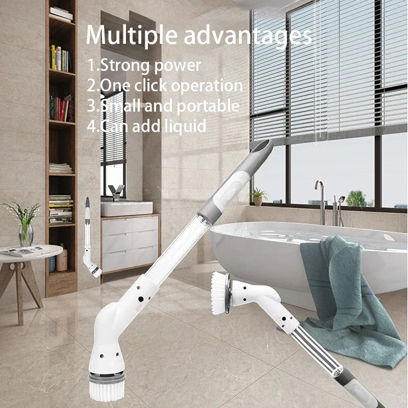 Escova de limpeza elétrica sem fio, purificador de limpeza multifuncional, ferramentas de limpeza, salão, cozinha, banheiro, utensílios de limpeza