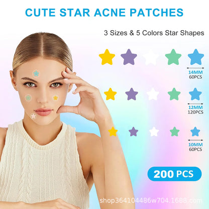 1400 peças remendos de acne estrela multicoloridos, remendos de espinhas, remendos de acne facial, remendos de acne corretivos, ultrafinos