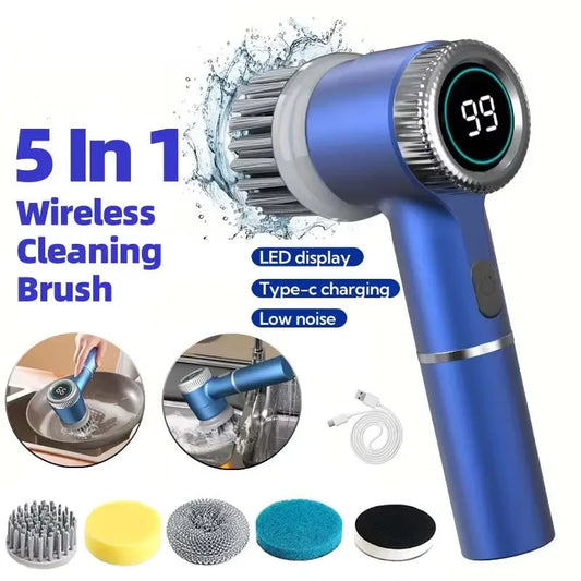 Powerful Cordless Electric Cleaning Brush, IPX7 Waterproof, USB Rechargeable, Multifunctional Portable Automatic Scrubber for Home Use