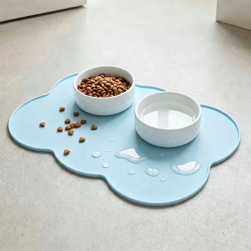 Tapete de Alimentação para Cães e Gatos, Tapete de Silicone Fino e Impermeável para Comida de Gato com Borda Elevada, Tapete para Tigela de Gato