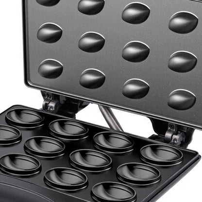 Máquina de Waffle Elétrica com 12 Cavidades para Bolos de Nozes, Fabricante de Biscoitos para Negócios de Confeitaria - Superfície Antiaderente