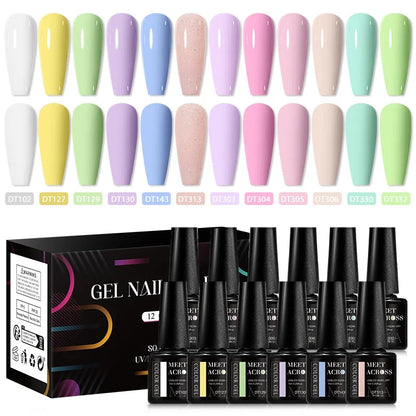 Conjunto de 12 Esmaltes em Gel HEMA TPO FREE, Cores Coloridas de Verão, Longa Duração, Semi-Permanente, Removível, Verniz em Gel UV, Suprimentos para Unhas DIY