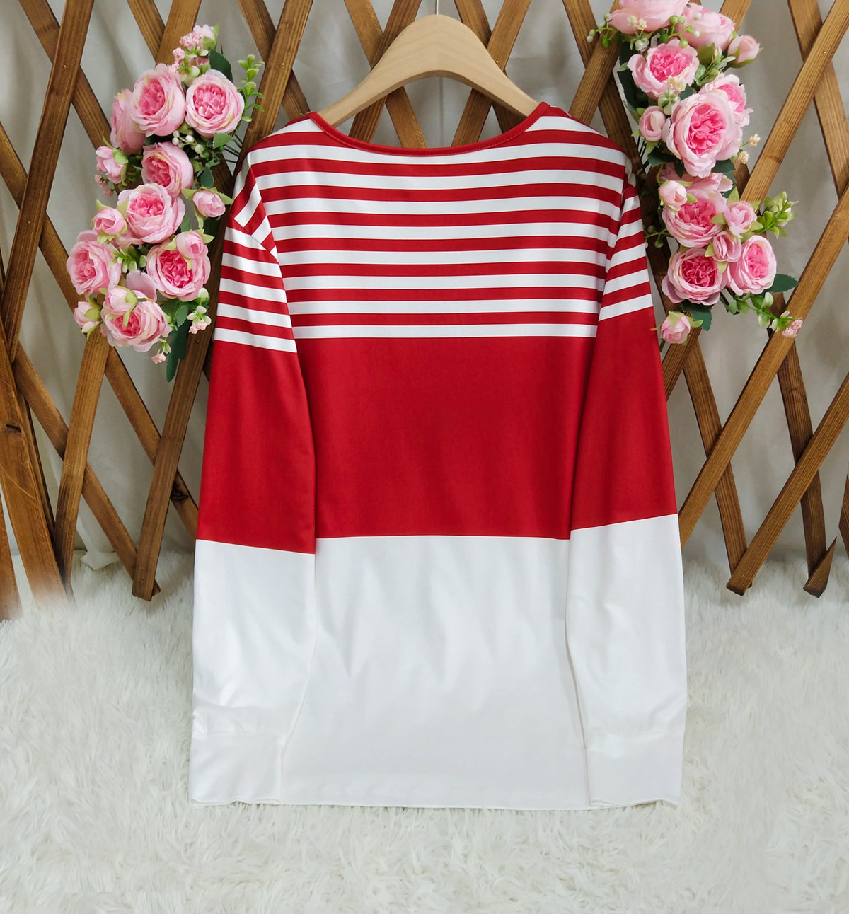 Pulôver feminino com zíper quarto e listras, adequado para street wear, uso diário, estilo casual estampado, gola redonda, manga comprida, s
