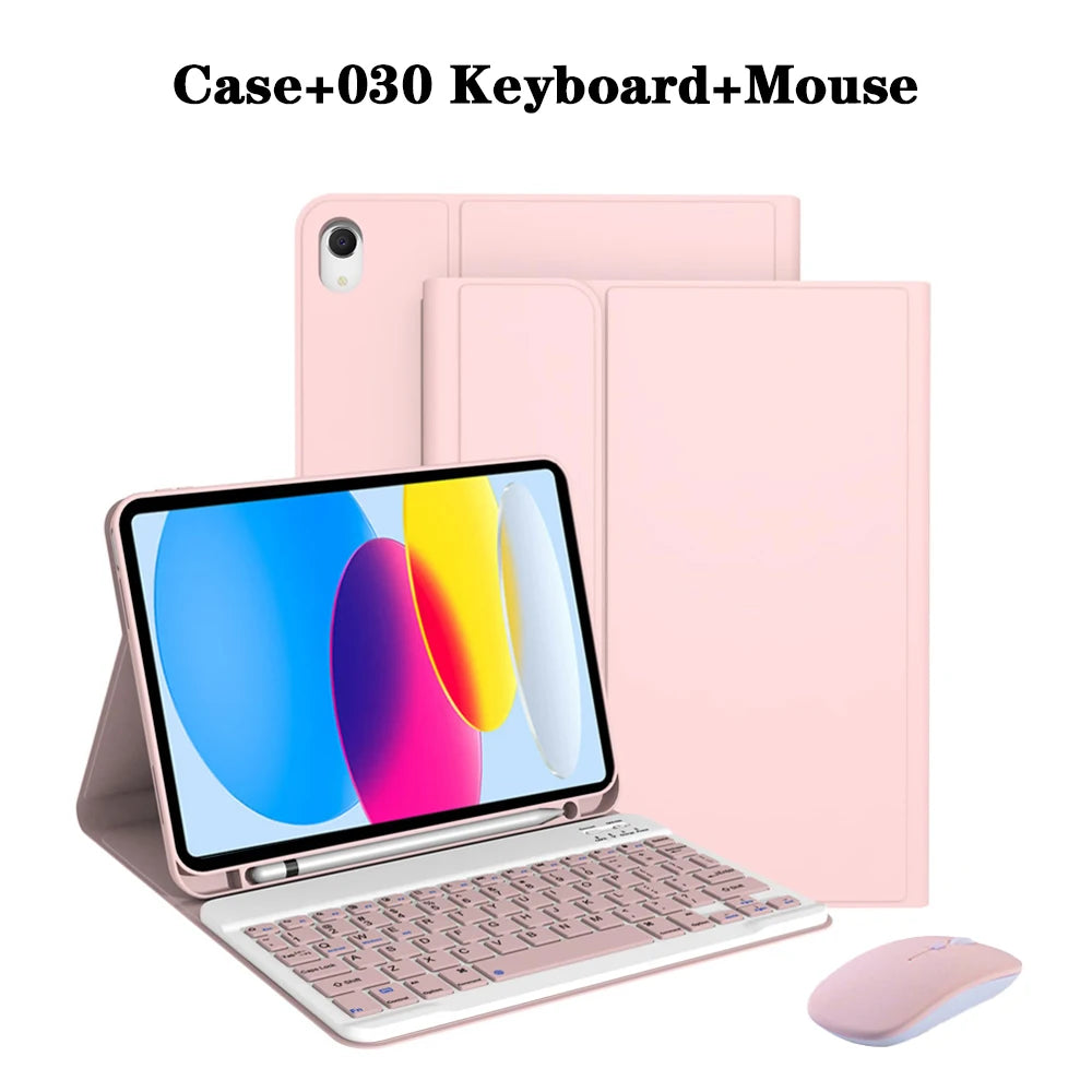Capa de teclado para iPad (A16) 11a/10a geração, teclado sem fio removível, capa de teclado folio com suporte para lápis