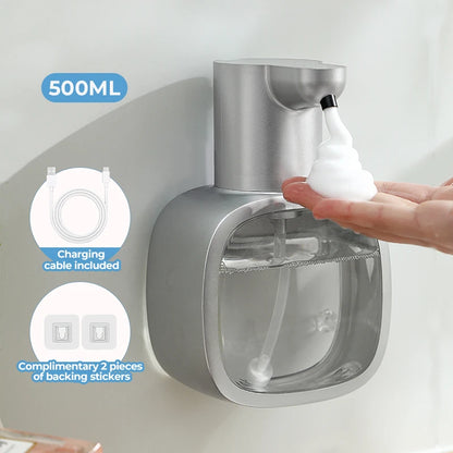 Novo dispensador de sabão automático montado na parede espuma inteligente máquina lavar as mãos 500ml líquido recarregável sensor indução do banheiro