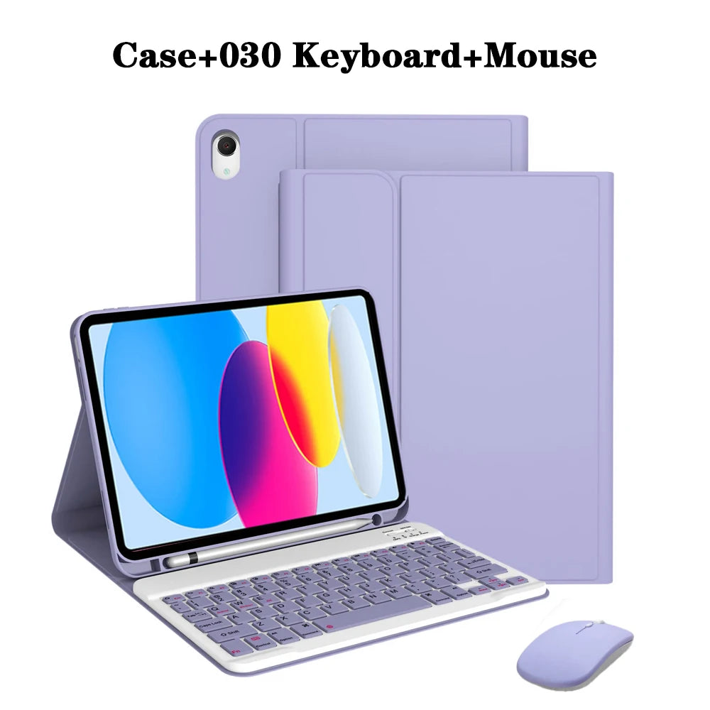Capa de teclado para iPad (A16) 11a/10a geração, teclado sem fio removível, capa de teclado folio com suporte para lápis