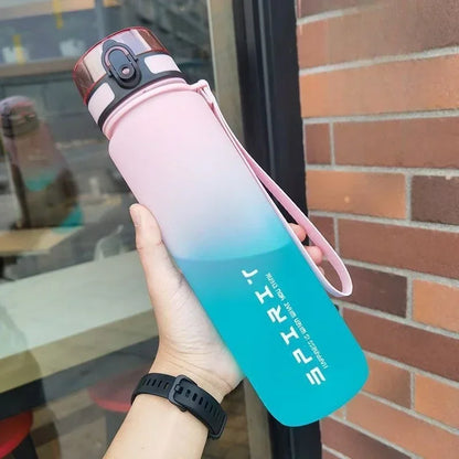 Leak Proof Sports Water Bottle, Copo de plástico colorido, Beber para viagens ao ar livre, Ginásio portátil Fitness Jugs, 500ml 650ml 1000ml